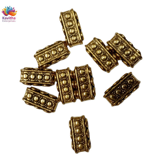 Golden 3 Hole Designer Metal Spacer Beads for Making Bracelet,Necklace,Jewelry,Embroidery Work, Art & Craft pack of 40 gram 28 pice