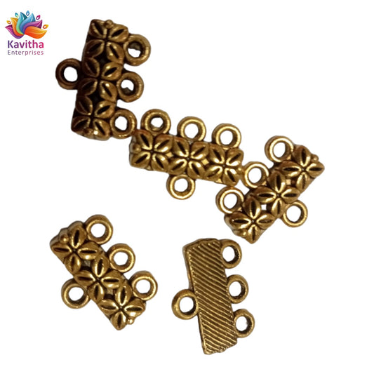 Gold 3 Hole Designer Metal Spacer Beads for Making Bracelet,Necklace,Jewelry,Embroidery Work, Art & Craft pack of 40 gram 28 pice