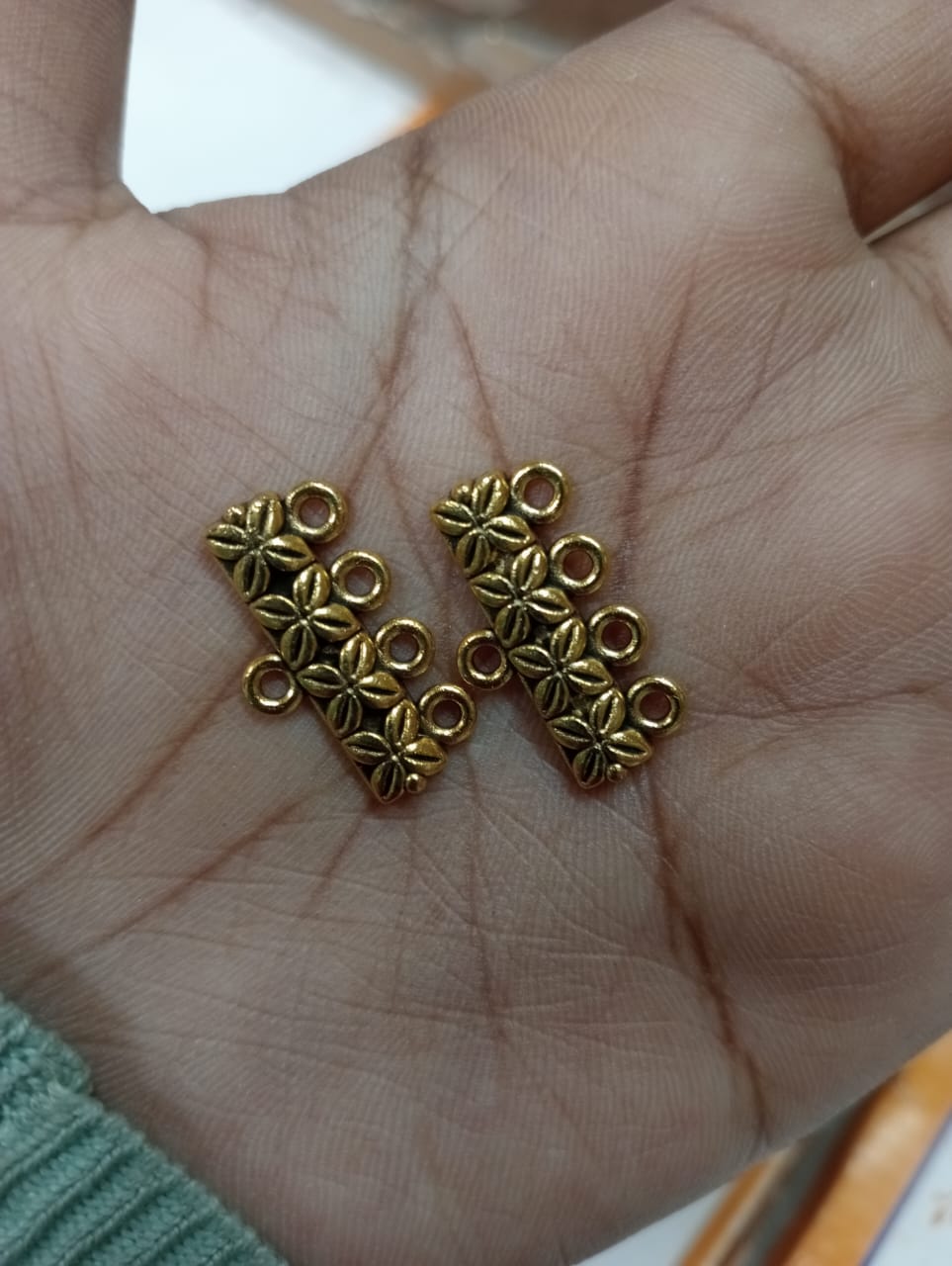 Gold 4 Hole Designer Metal Spacer Beads for Making Bracelet,Necklace,Jewelry,Embroidery Work, Art & Craft pack of 40 gram 16 pice