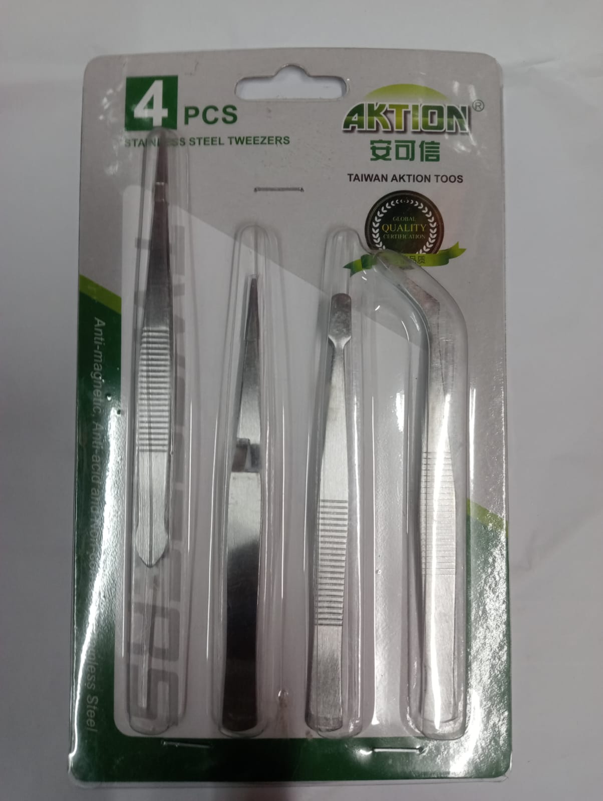 Stainless steel tweezers ( pack of 4 pices )