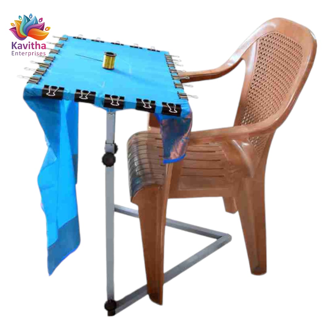 Height Adjustable Box Aari Stand 24 x 16 Inches with 24 Clips | Ideal for Aari Work, Hand Embroidery, and Fabric Painting - Kavitha Enterprises
