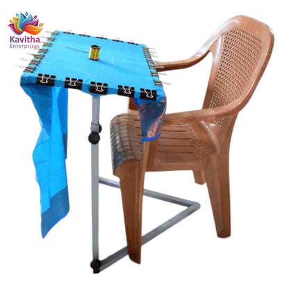 Height Adjustable Box Aari Stand 24 x 16 Inches with 24 Clips | Ideal for Aari Work, Hand Embroidery, and Fabric Painting - Kavitha Enterprises