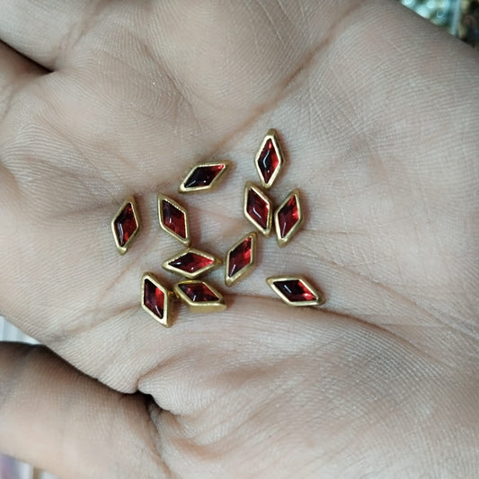 8x5mm Flat Kundan Stones orange colour– Rhombus Shape, 20-Gram Pack for Craft, Jewellery, Bangles, and Embroidery Work