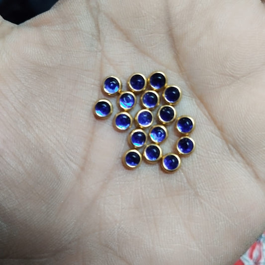 4mm Flat Glue-On Kundan Stones – ink blue Color, Round Shape, 20-Gram Pack for Craft, Jewellery, Bangles, and Embroidery Work