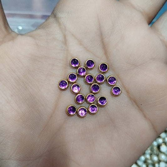 4mm purple Colour Flat Kundan Stones , Clips ,Fitting Stone – Red Color, Round Shape, 20-Gram Pack for Craft, Jewellery, Bangles, and Embroidery Work