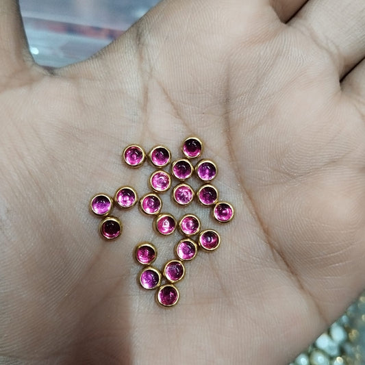 4mm Flat Glue-On Kundan Stones – rani pink Colour, Round Shape, 20-Gram Pack for Craft, Jewellery, Bangles, and Embroidery Work