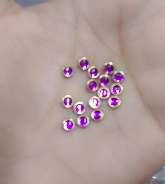 4mm pink Colour Flat Kundan Stones , Clips ,Fitting Stone – Red Color, Round Shape, 20-Gram Pack for Craft, Jewellery, Bangles, and Embroidery Work