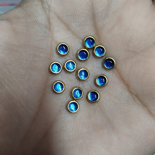 4mm blue Colour Flat Kundan Stones , Clips ,Fitting Stone – Red Color, Round Shape, 20-Gram Pack for Craft, Jewellery, Bangles, and Embroidery Work