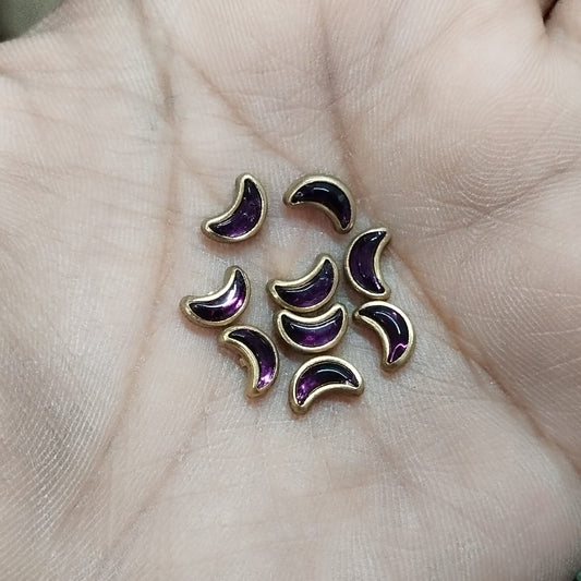 Flat Kundan Stones purple colour – Half Moon Shape, 20-Gram Pack for Craft, Jewellery, Bangles, and Embroidery Work