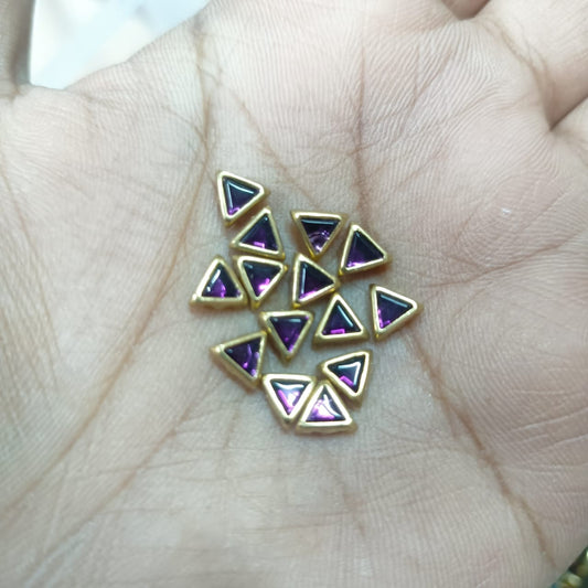 3x6mm Flat Kundan Stones purple colour – Triangle Shape, 20-Gram Pack for Craft, Jewelry, Bangles, and Embroidery Work