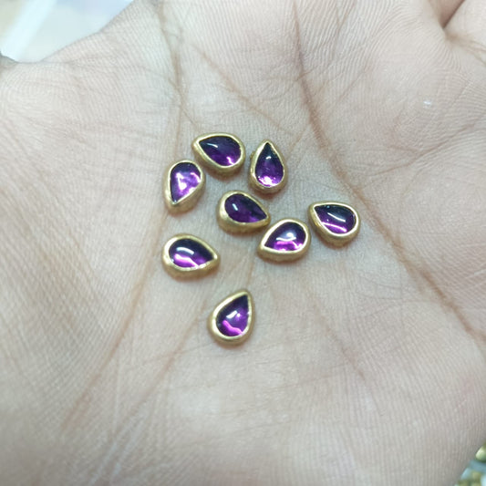 3x6mm Flat Kundan Stones, Purple – Drop Shape, 20-Gram Pack for Craft, Jewelry, Bangles, and Embroidery Work