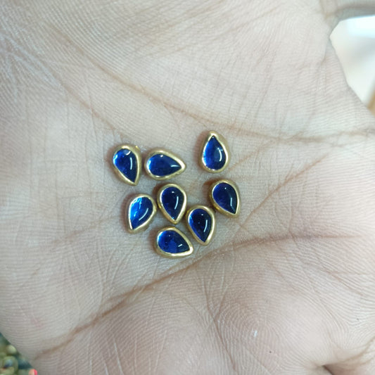 3x6mm Flat Kundan Stones, ink blue – Drop Shape, 20-Gram Pack for Craft, Jewelry, Bangles, and Embroidery Work