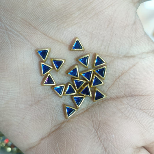 3x6mm Flat Kundan Stones ink blue colour – Triangle Shape, 20-Gram Pack for Craft, Jewelry, Bangles, and Embroidery Work