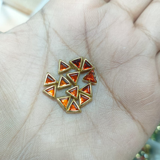 3x6mm Flat Kundan Stones orange colour – Triangle Shape, 20-Gram Pack for Craft, Jewelry, Bangles, and Embroidery Work