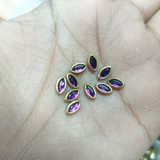 3x6mm Flat Kundan Stones purple colour– Eye Shape, 20-Gram Pack for Craft, Jewelry, Bangles, and Embroidery Work