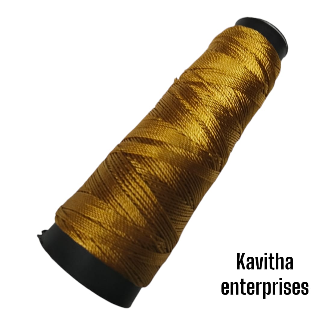 **Kamal Kahdi Crochet Cone Threads,  dark gold Color, Pack of 1 Cones **