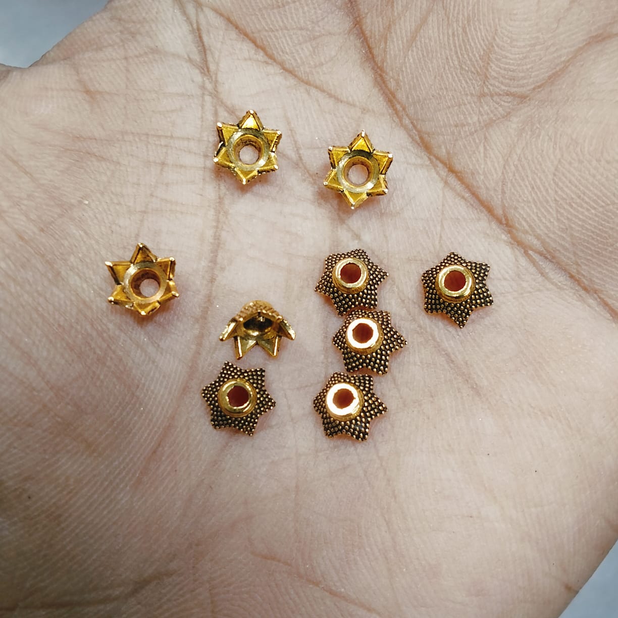 Antique Metal Gold Beads cap, For Jewelry ,Bracelet ,Necklace , Saree Tassels Making Sold By 40 Gram (Approx 240 Beads )