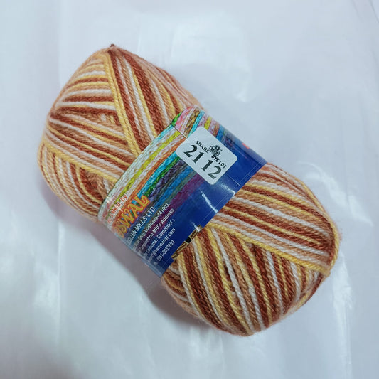 Oswal Micro Shine Wool Yarn – 100gms brown multi Colour
