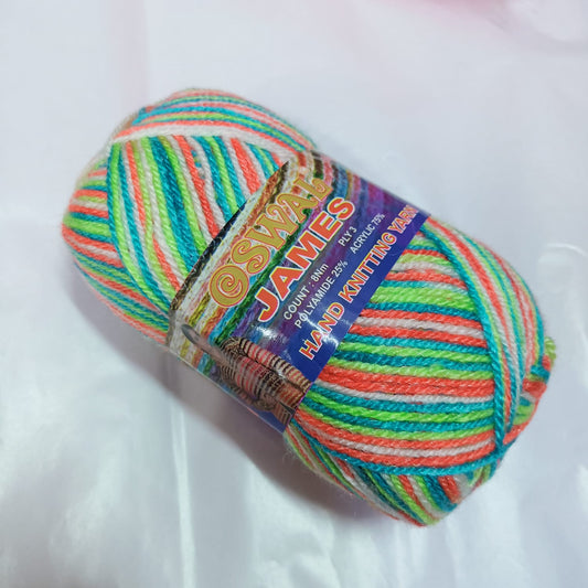 Oswal Micro Shine Wool Yarn – 100gms Pista Green Multi Colour