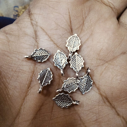 Antique Metal silver leaf Beads, For Jewelry ,Bracelet ,Necklace , Saree Tassels Making Sold By 40 Gram (Approx 200 Beads )