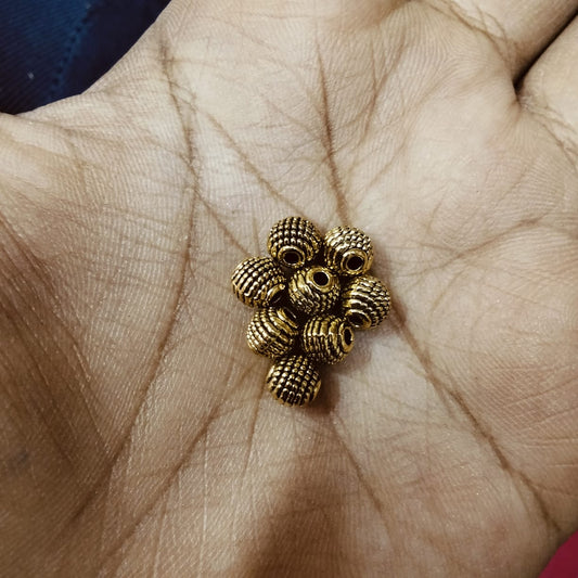 5mm Antique Metal Gold Beads, For Jewelry ,Bracelet ,Necklace , Saree Tassels Making Sold By 40 Gram (Approx 90 Beads )