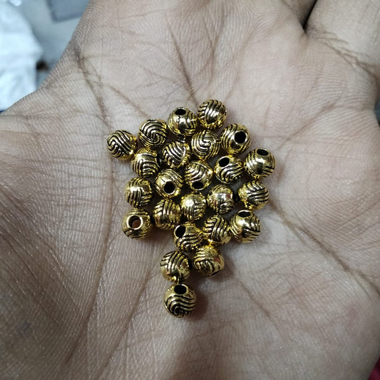 4mm Antique Metal Gold Beads, For Jewelry ,Bracelet ,Necklace , Saree Tassels Making Sold By 40 Gram (Approx 120 Beads )