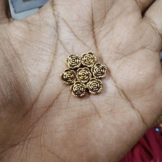 Antique Metal Gold rose Beads, For Jewelry ,Bracelet ,Necklace , Saree Tassels Making Sold By 40 Gram (Approx 75 Beads )