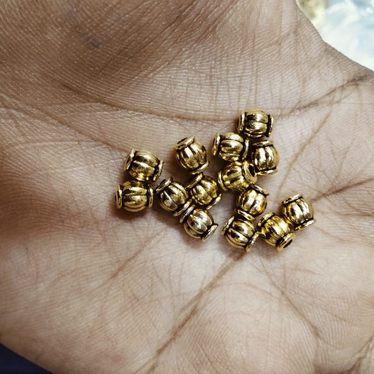 Antique Metal Gold Beads, For Jewelry ,Bracelet ,Necklace , Saree Tassels Making Sold By 40 Gram (Approx 120 Beads )