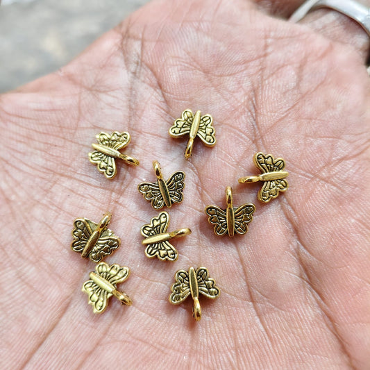Antique Metal Gold Beads flower shape, For Jewelry ,Bracelet ,Necklace , Saree Tassels Making Sold By 40 Gram (Approx 84 Beads )