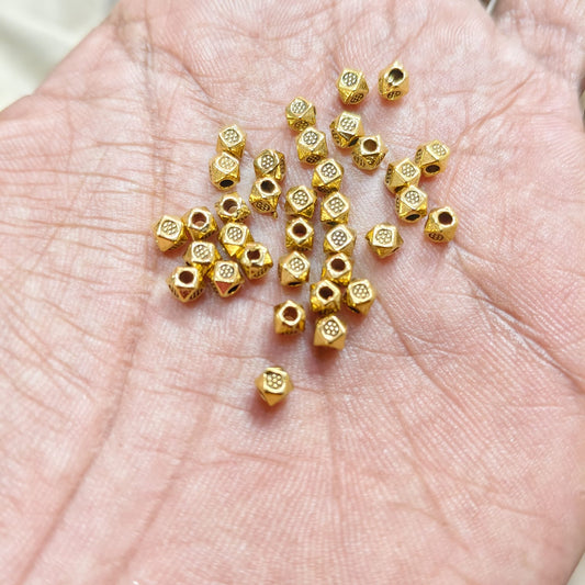 Antique Metal Gold Beads flower shape, For Jewelry ,Bracelet ,Necklace , Saree Tassels Making Sold By 40 Gram (Approx 250 Beads )