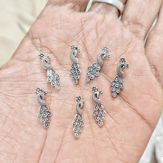 Antique Metal silver Beads pickcok shape, For Jewelry ,Bracelet ,Necklace , Saree Tassels Making Sold By 40 Gram (Approx 48 Beads )