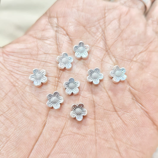Antique Metal silver Beads flower shape, For Jewelry ,Bracelet ,Necklace , Saree Tassels Making Sold By 40 Gram (Approx 60 Beads )