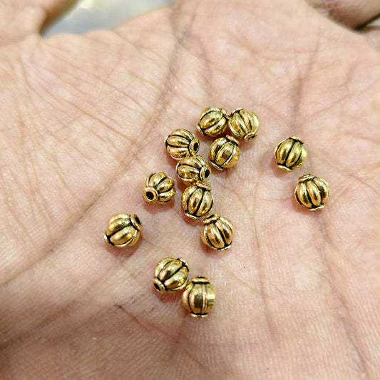Antique Gold Metal Beads for Saree Tassels & Jewellery Making – 40 Gram Pack (Approx. 90 Beads) | Kavitha Enterprises