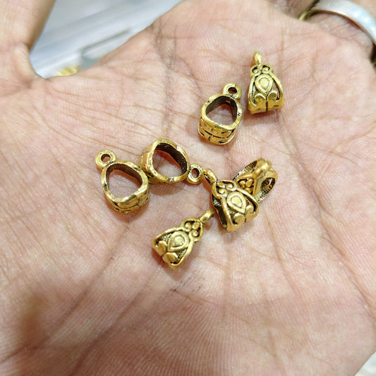 Antique Gold Tassel Caps / Cone Charms for Jewellery Making & Saree Tassels – 40 Gram Pack (Approx. 40 Pieces) | Kavitha Enterprises