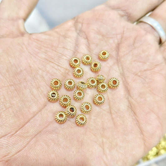 Antique Gold Rondelle Spacer Metal Beads for Jewellery Making & Saree Tassels – 40 Gram Pack | Kavitha Enterprises