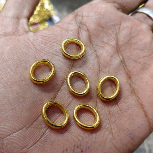 Bright Gold Oval Ring CCB Beads for Jewelry Making & Saree Tassels – Lightweight Designer Plastic Beads (50g Pack) | Kavitha Enterprises