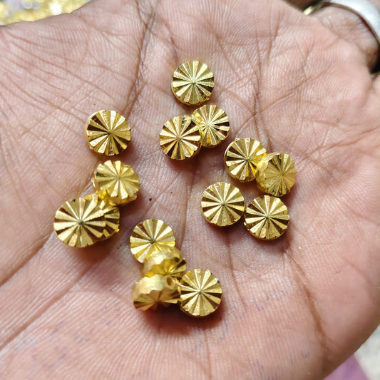 Bright Gold Round Sunburst CCB Beads for Saree Tassels, Jewelry Making & Embroidery – Designer Flat Disc Plastic Beads (50g Pack) | Kavitha Enterprises