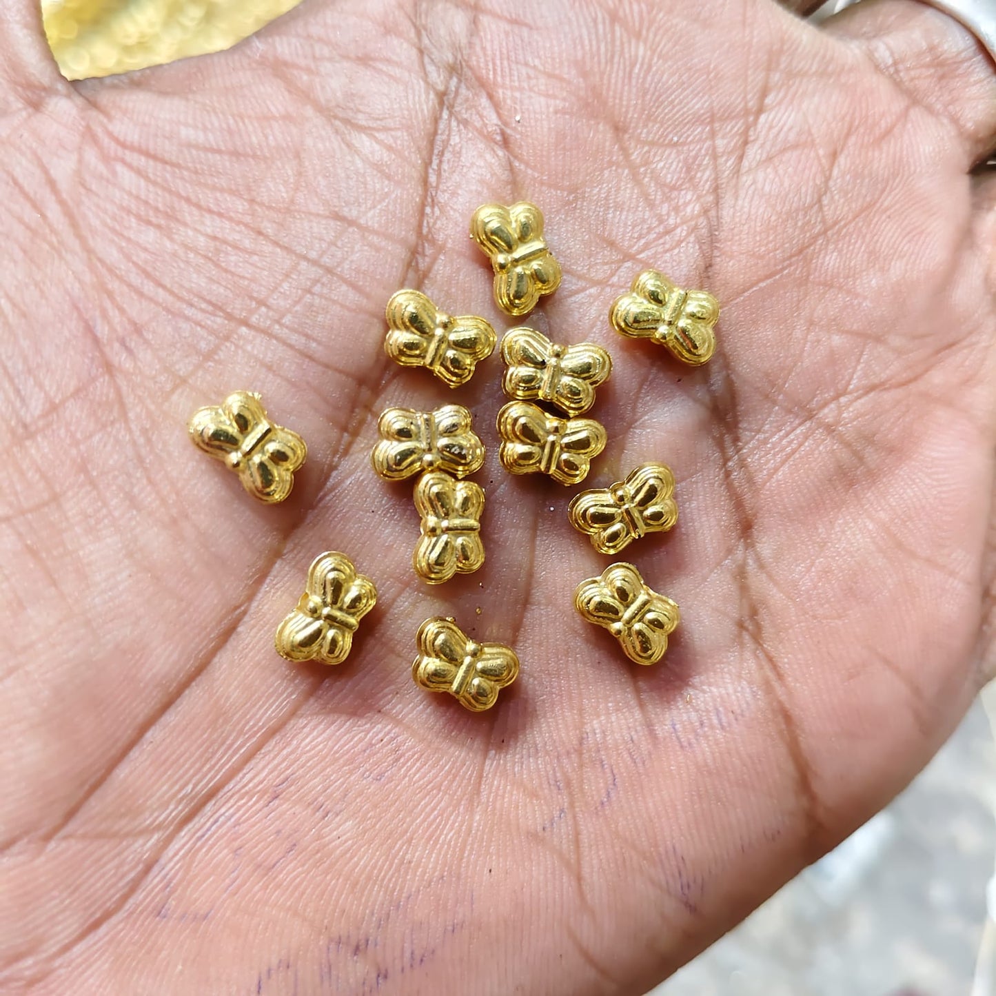 Bright Gold Bow Shape CCB Beads for Jewelry Making, Saree Tassels & Craft Decoration – Designer Mini Bow Beads (50g Pack) | Kavitha Enterprises