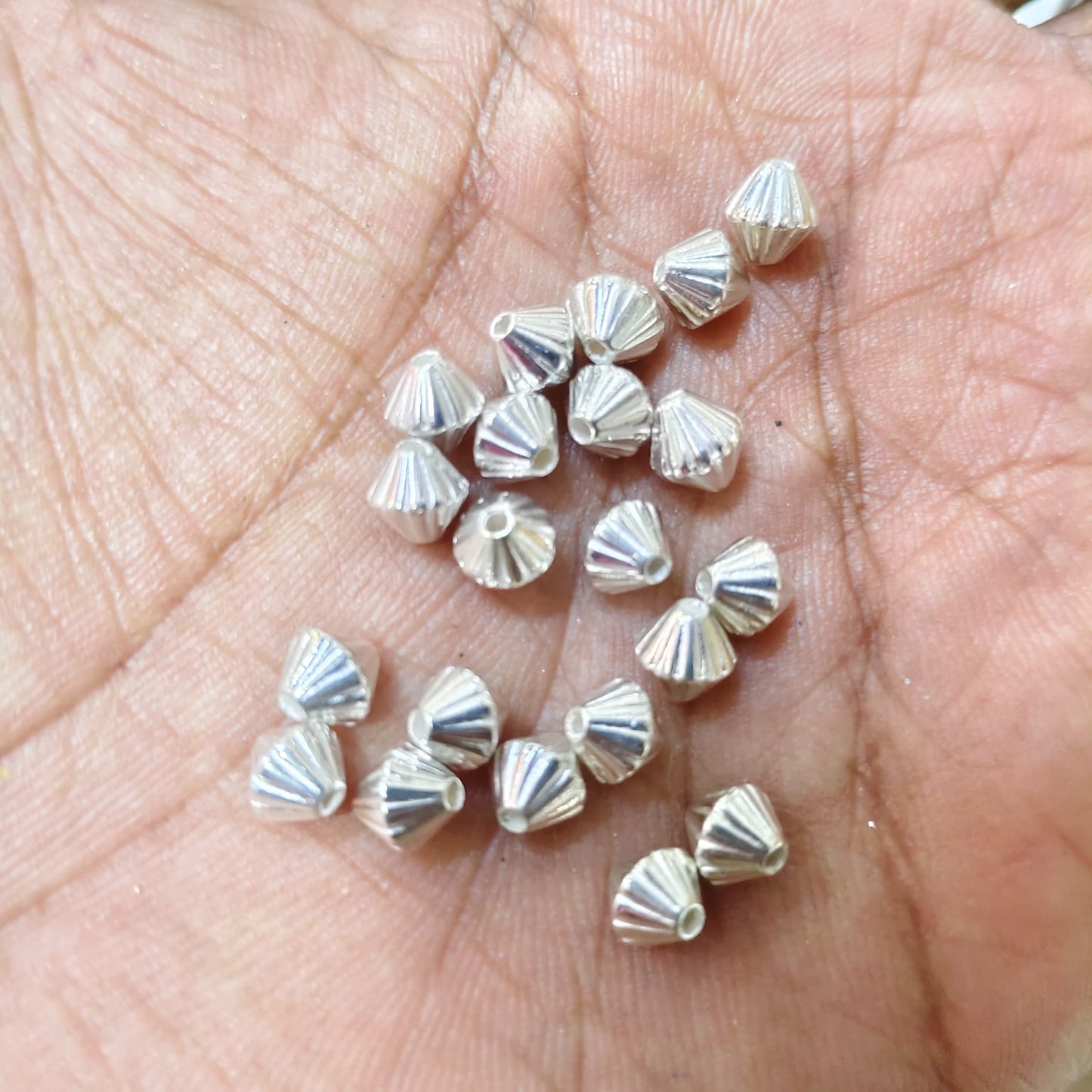 Silver Cone Shape Plastic Beads for Saree Tassels, Jewellery Making & Craft Work – 25 Gram Pack | Kavitha Enterprises
