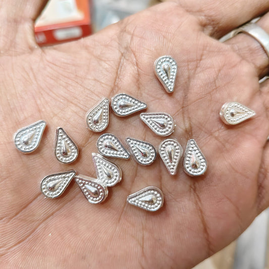 Silver Drop Shape Designer Plastic Beads for Saree Tassels, Jewellery Making & Craft Work – 25 Gram Pack | Kavitha Enterprises