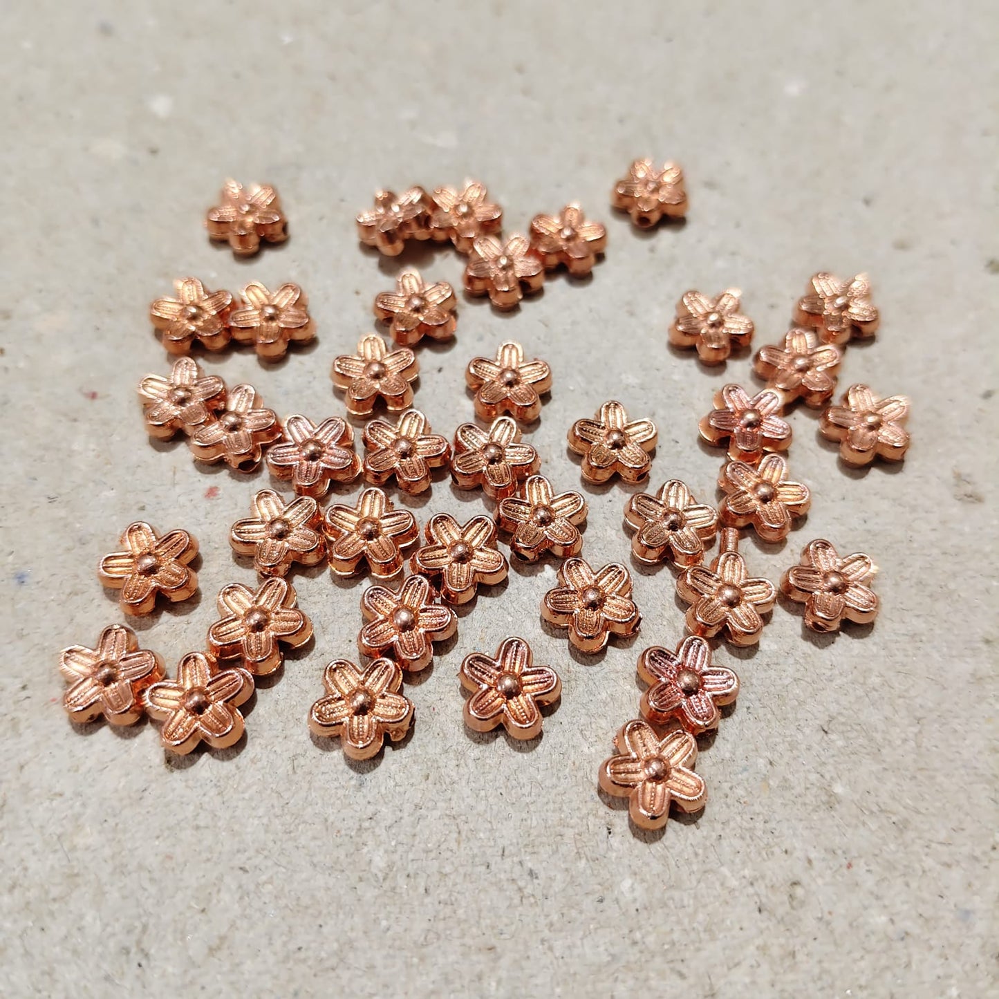 Copper Color Small Flower Metal Beads – 50 Gram Pack for Jewelry Making & Craft | Kavitha Enterprises