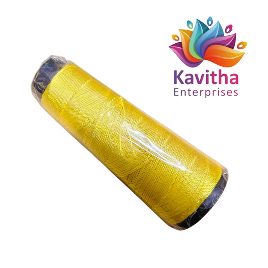 Kamal Kadhi Crochet Dori Cone Thread Bright Yellow – Strong Craft & Embroidery Thread (Pack of 1 Cone) | Kavitha Enterprises