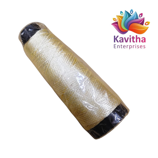 Kamal Kadhi Crochet Dori Cone Thread Cream (Off White) – Strong Craft & Embroidery Thread (Pack of 1 Cone) | Kavitha Enterprises