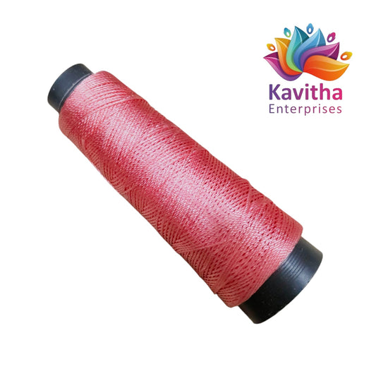 Kamal Kadhi Crochet Dori Cone Thread Coral Red – Strong Craft & Embroidery Thread (Pack of 1 Cone) | Kavitha Enterprises