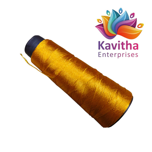 Kamal Kadhi Crochet Dori Cone Thread Mustard Yellow – Strong Craft & Embroidery Thread (Pack of 1 Cone) | Kavitha Enterprises