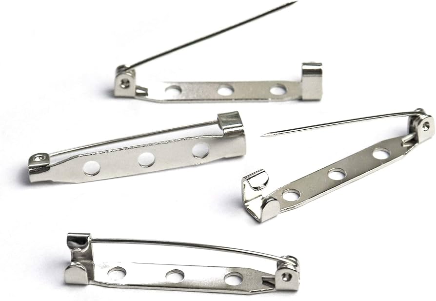 Silver Brooch Safety Pin Base 3.5cm for DIY Jewelry Making & Saree Pins – Pack of 12 Pieces | Kavitha Enterprises