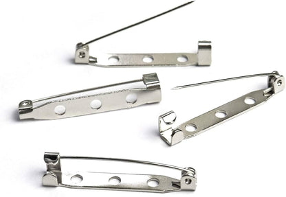 Silver Brooch Safety Pin Base 3.5cm for DIY Jewelry Making & Saree Pins – Pack of 12 Pieces | Kavitha Enterprises