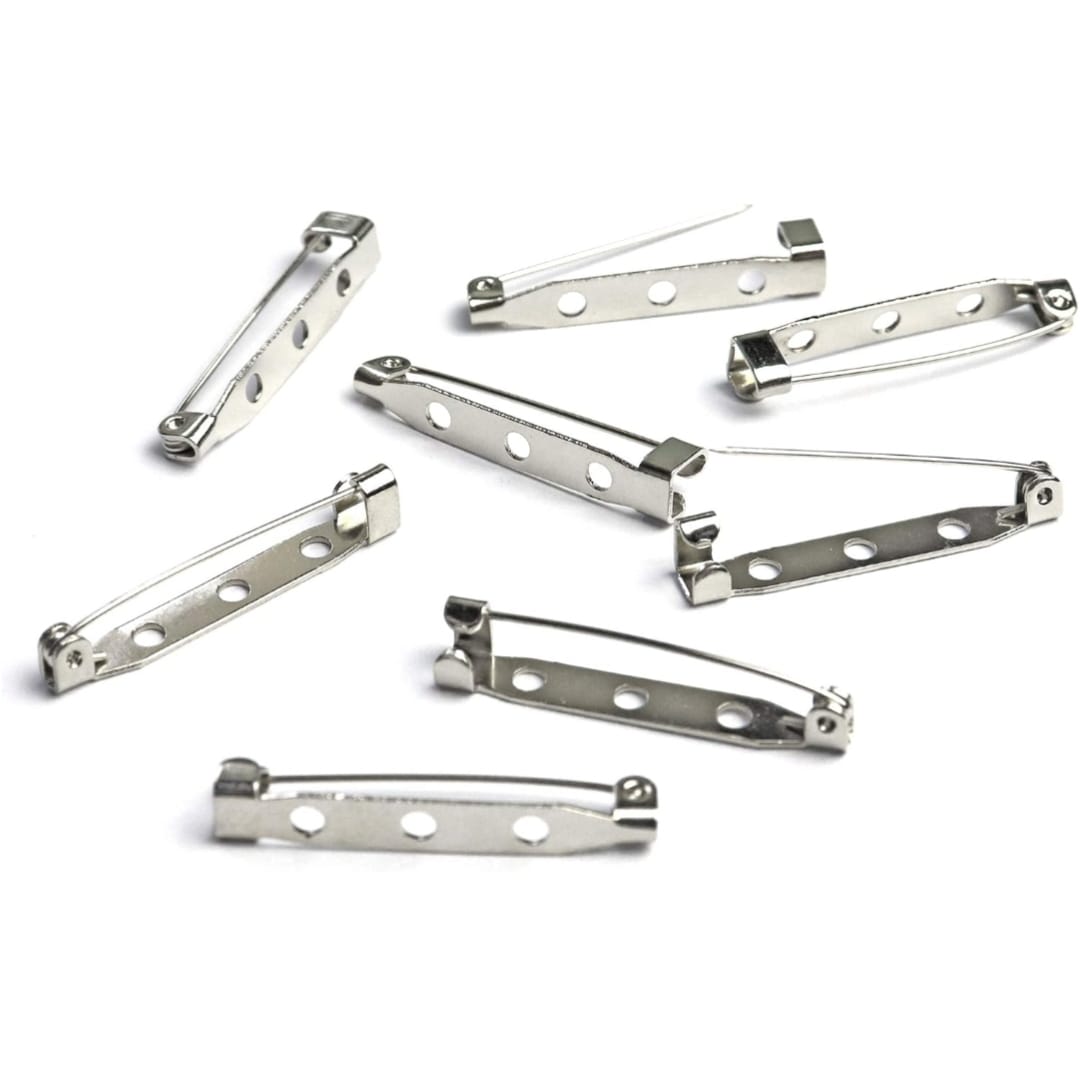 Silver Brooch Safety Pin Base 3.5cm for DIY Jewelry Making & Saree Pins – Pack of 12 Pieces | Kavitha Enterprises
