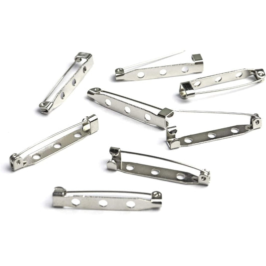 Silver Brooch Safety Pin Base 3.5cm for DIY Jewelry Making & Saree Pins – Pack of 12 Pieces | Kavitha Enterprises