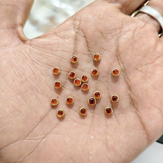 Vibrant amber orange fitting stones with premium gold finish. Best for silk thread bangles, Aari work and DIY crafts.